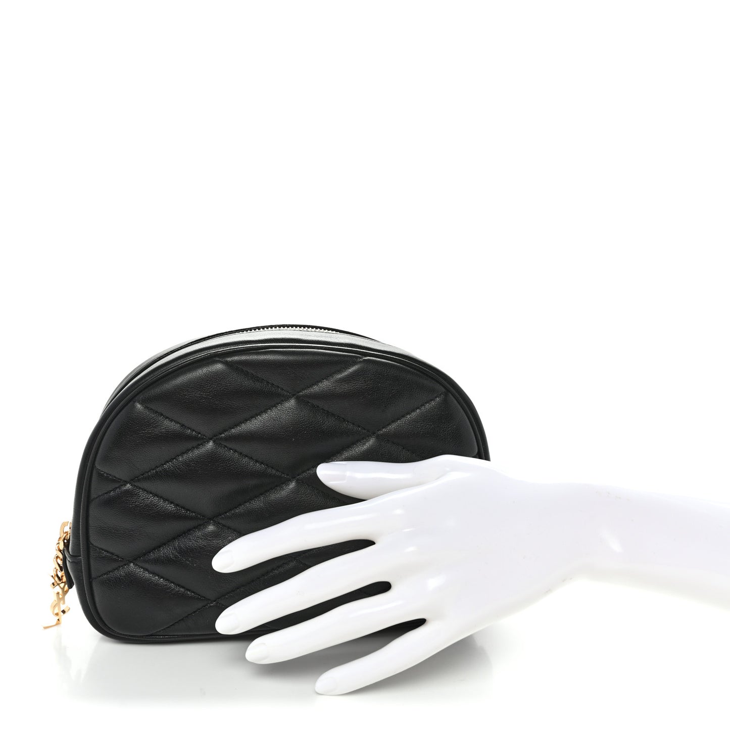 Lambskin Quilted Lolita Cosmetic Pouch Black