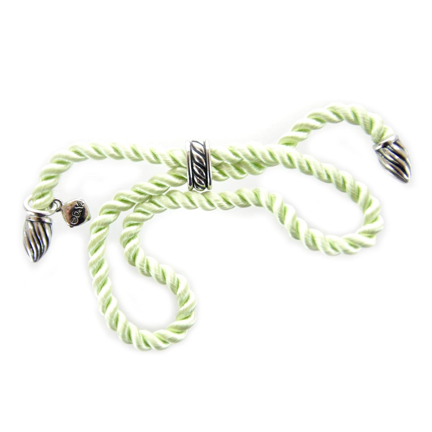 Sterling Silver and Silk Cord Bracelet Green