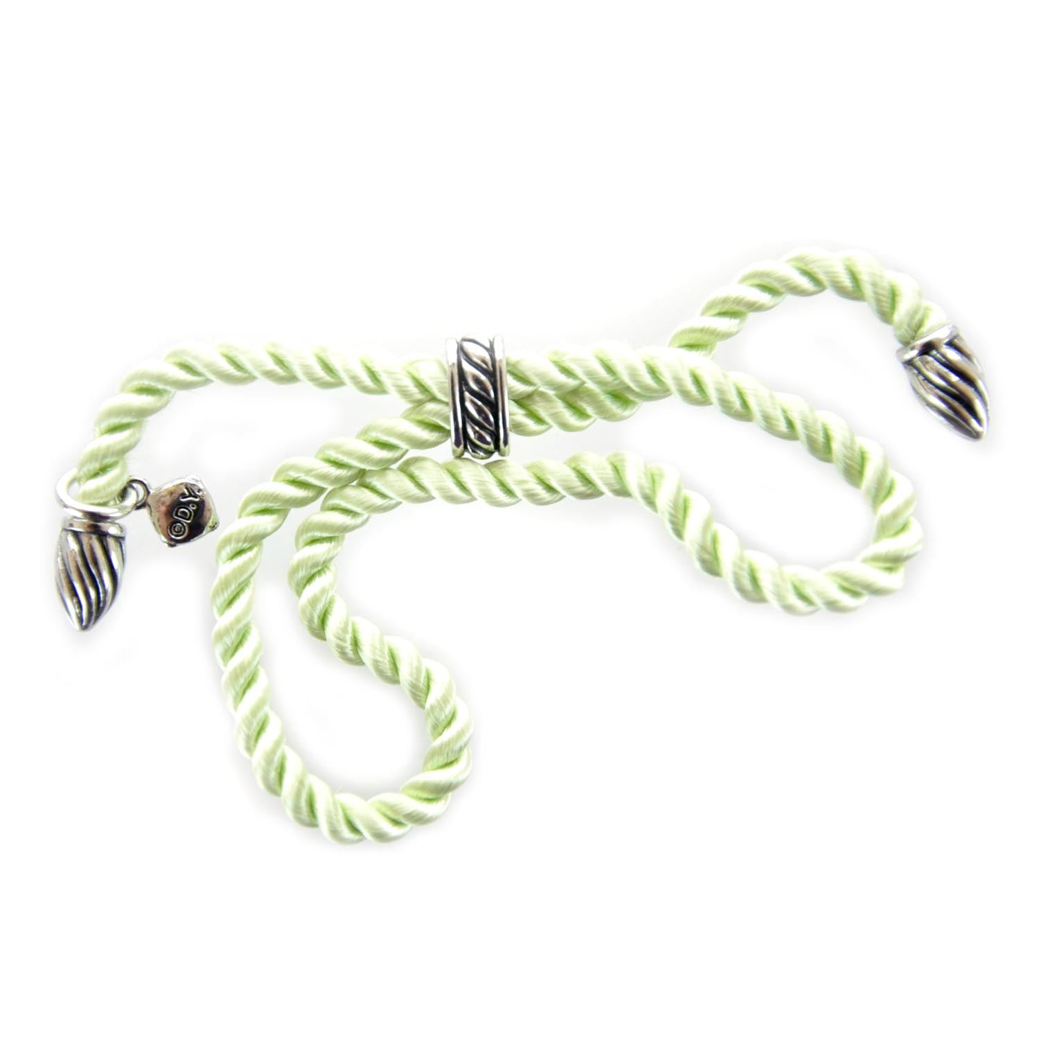 David Yurman Sterling Silver and Silk Cord Bracelet Green 1 of 6