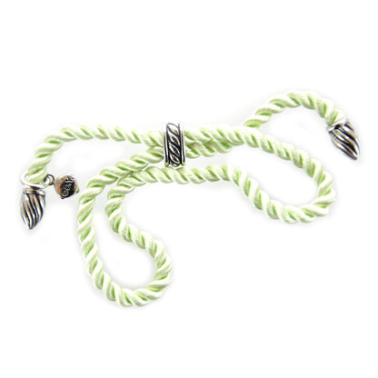 David Yurman Sterling Silver and Silk Cord Bracelet Green 1 of 6