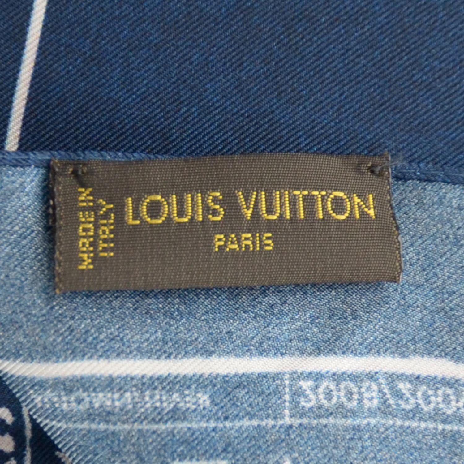 Louis Vuitton Silk Floor Plan Print Scarf Blue 5 of 6