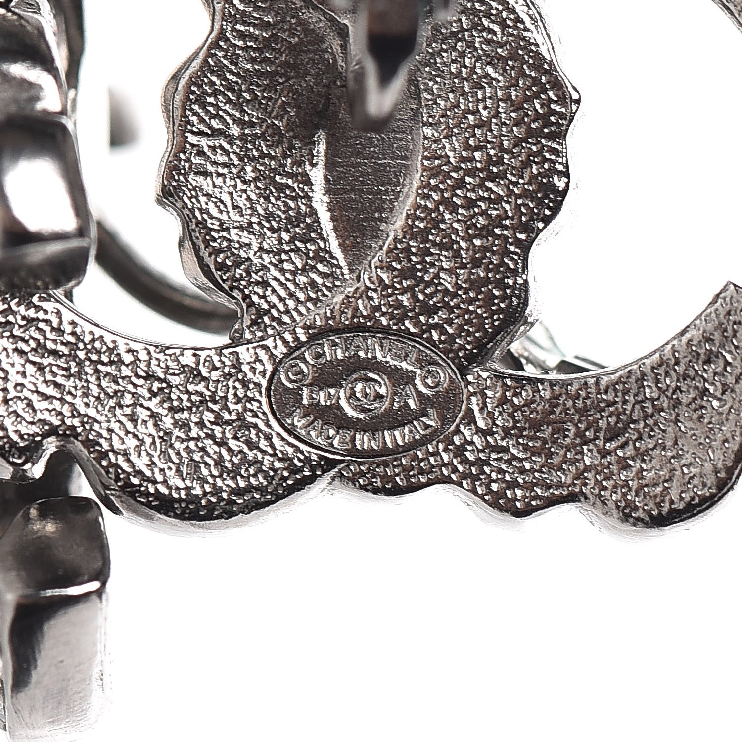 Chanel Ruthenium Baguette Crystal CC Drop Earrings 3 of 5