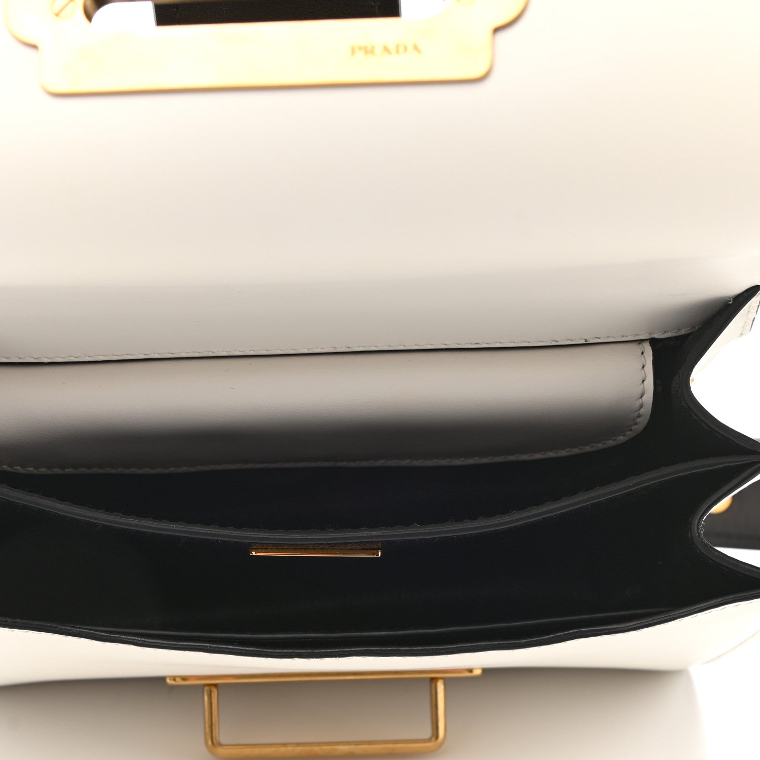 Prada City Calfskin Saffiano Cahier Bag White Black 4 of 9