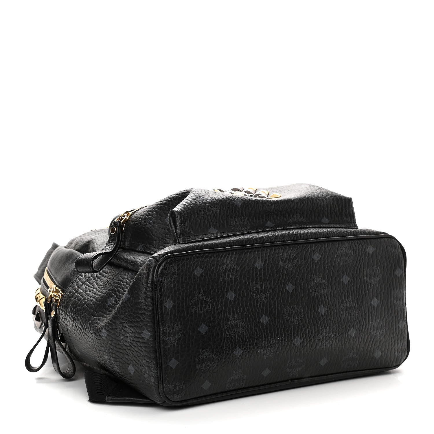 MCM Visetos Studded Colorblock Medium Stark Brock Backpack Black 4 of 10