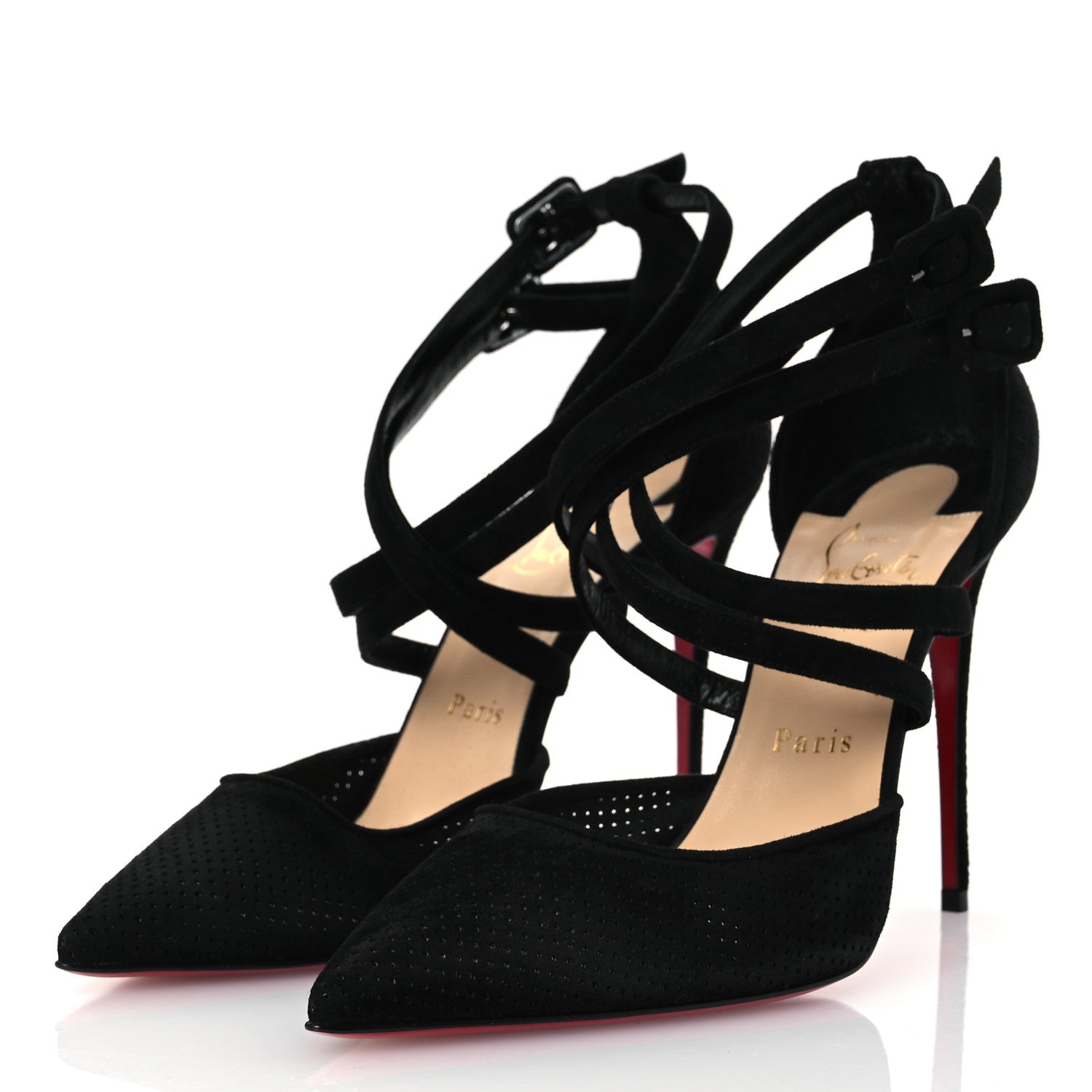 Christian Louboutin Veau Velours Perforated Victorilla 100 Pumps 39 Black 4 of 11