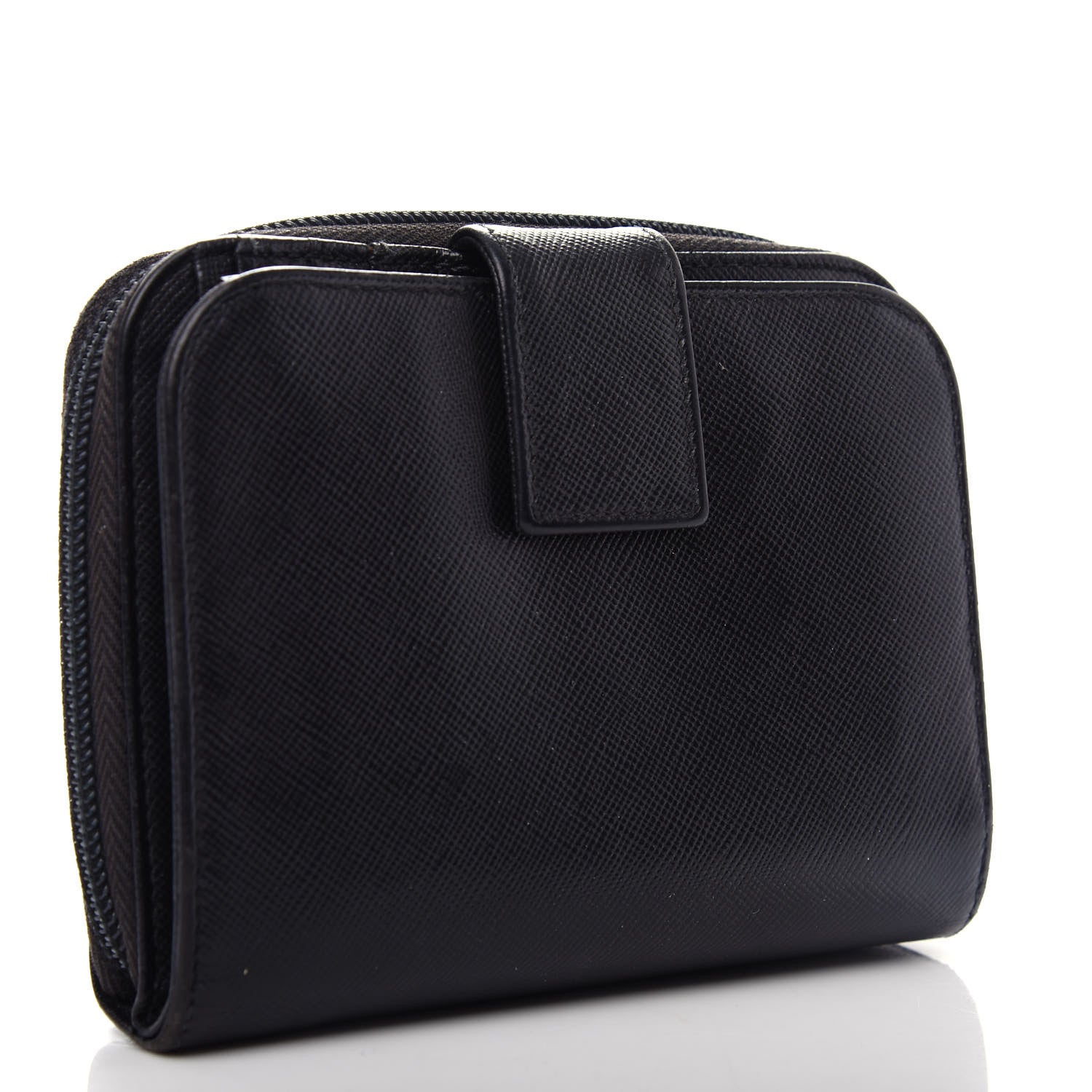 Prada Saffiano Metal Compact Wallet Black 3 of 14