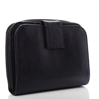 Prada Saffiano Metal Compact Wallet Black 3 of 14