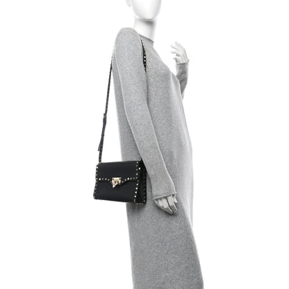 Valentino Garavani Vitello Medium Rockstud Flip Lock Crossbody Bag Black 2 of 9