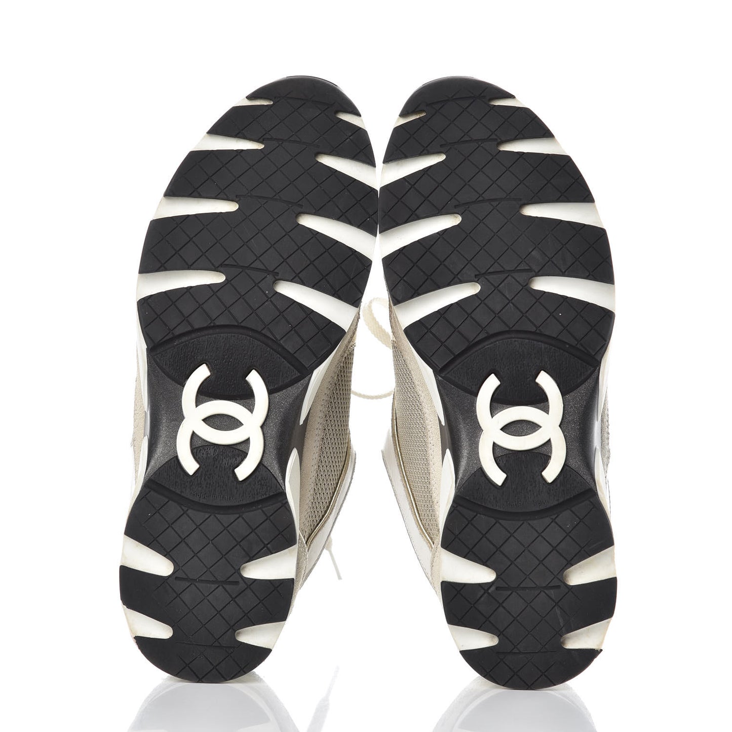 Suede Calfskin CC Sneakers 37 Beige Gold