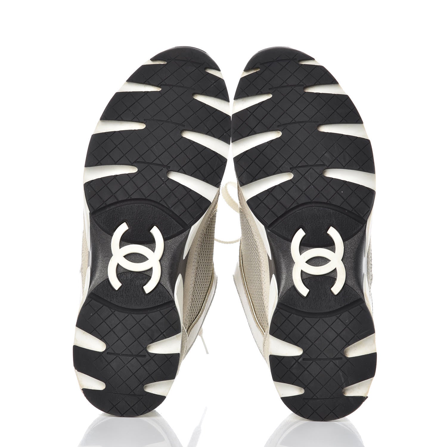 Chanel Suede Calfskin CC Sneakers 37 Beige Gold 6 of 11
