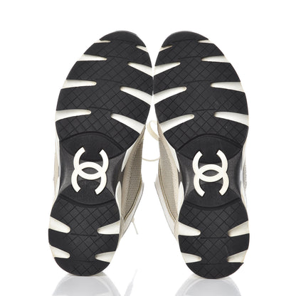 Chanel Suede Calfskin CC Sneakers 37 Beige Gold 6 of 11