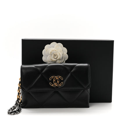 Chanel Lambskin Quilted Chanel 19 Flap Clutch Black 9 of 9