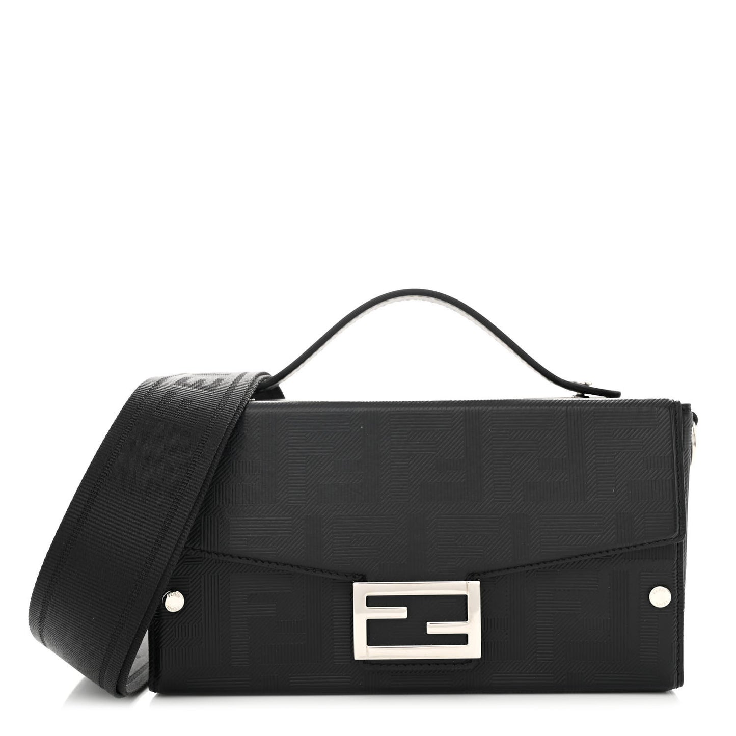 Vitello King FF Lines Embossed Baguette Soft Trunk Black