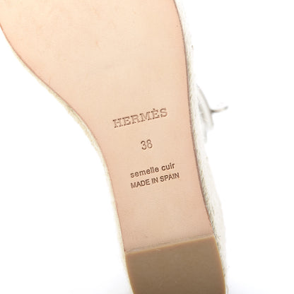 Hermes Calfskin Tivoli Espadrille Wedge Sandals 38 White 6 of 7