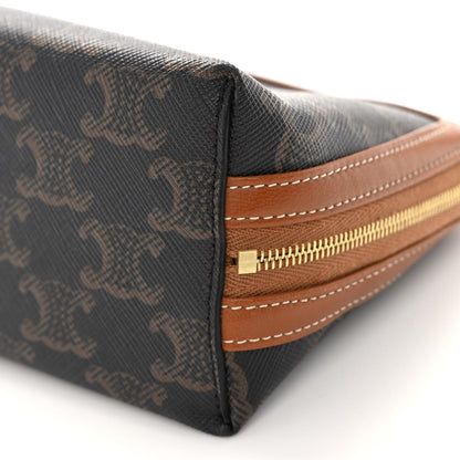 Celine Triomphe Canvas Lambskin Clutch On Chain Tan 10 of 11