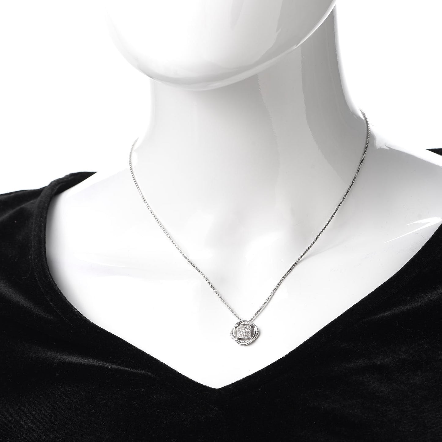Sterling Silver Diamond 7mm Infinity Pendant Necklace