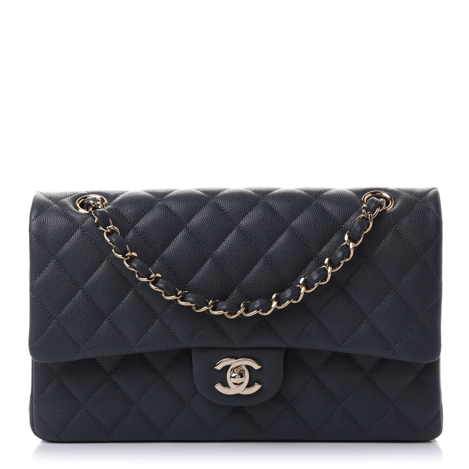 Chanel Caviar Quilted Medium Double Flap Dark Grey 1 of 10