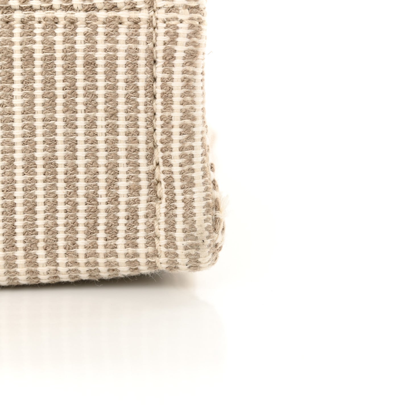Canvas Calfskin Striped Triomphe Small Cabas Beige