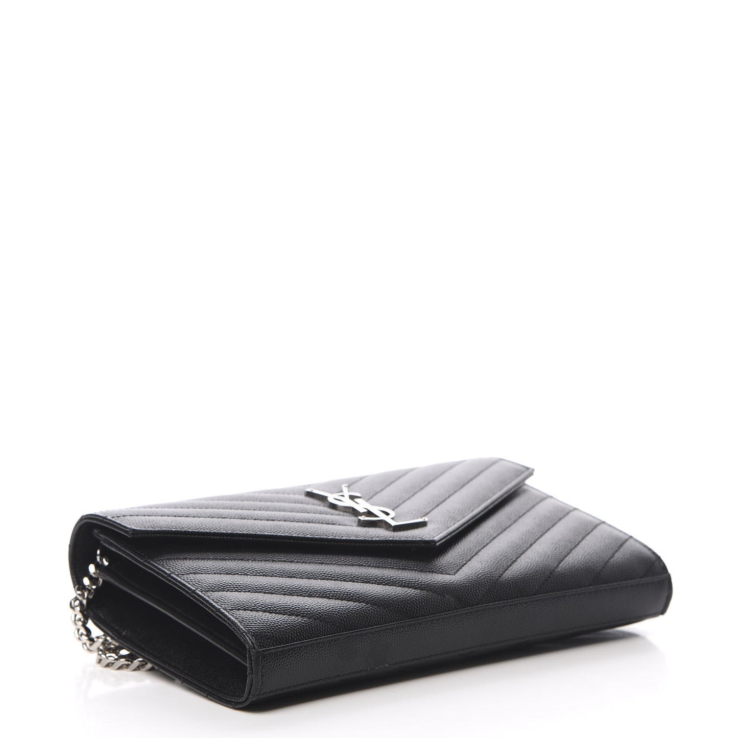 Grain De Poudre Matelasse Chevron Monogram Chain Wallet Black