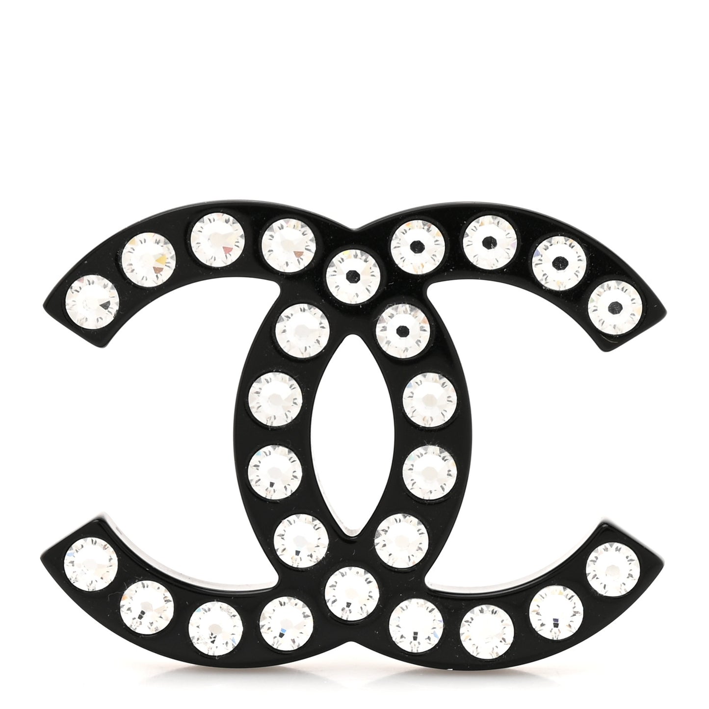 Resin Crystal CC Brooch Black
