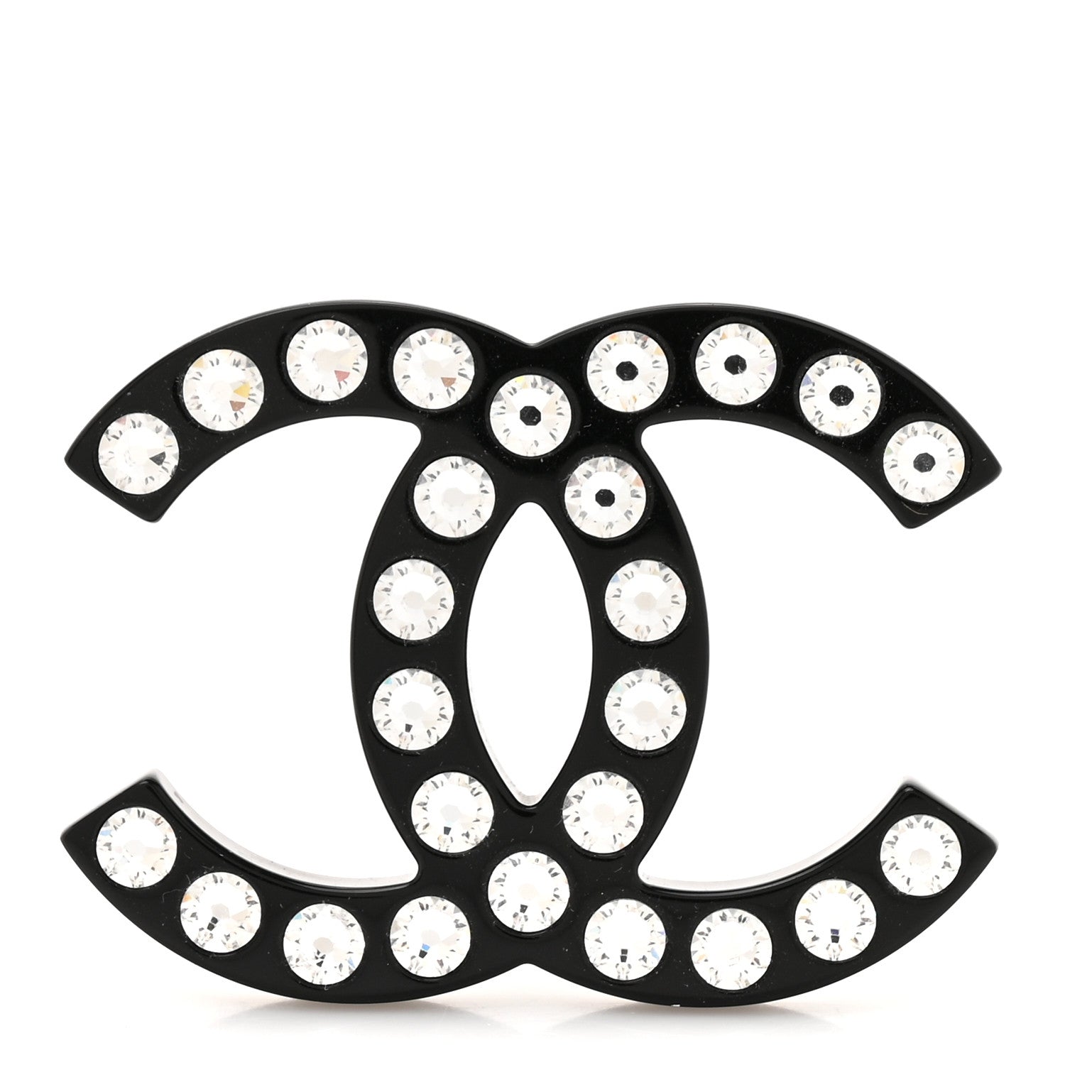 Chanel Resin Crystal CC Brooch Black 1 of 3