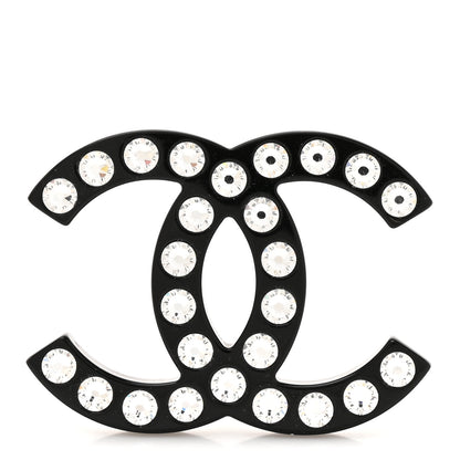 Chanel Resin Crystal CC Brooch Black 1 of 3