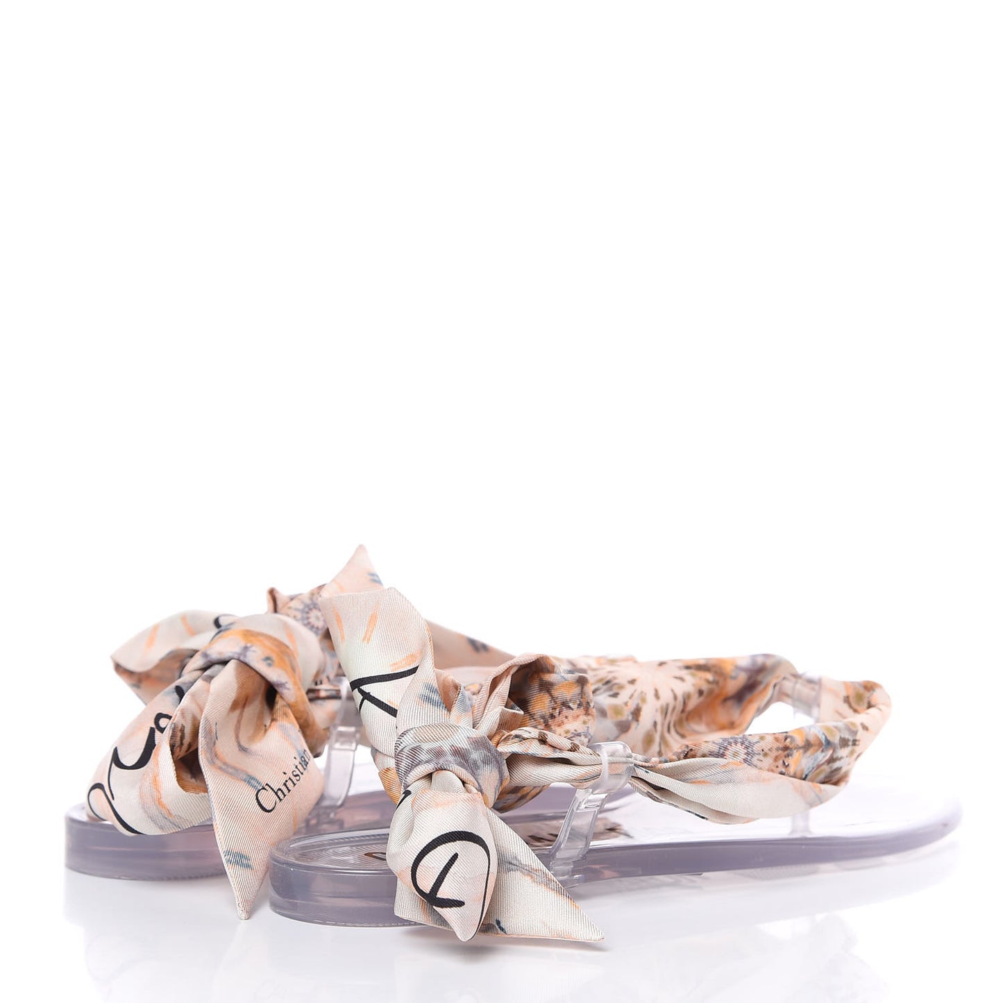PVC Silk KaleiDiorscopic Mitzah Scarf Thong Sandals 36 Nude