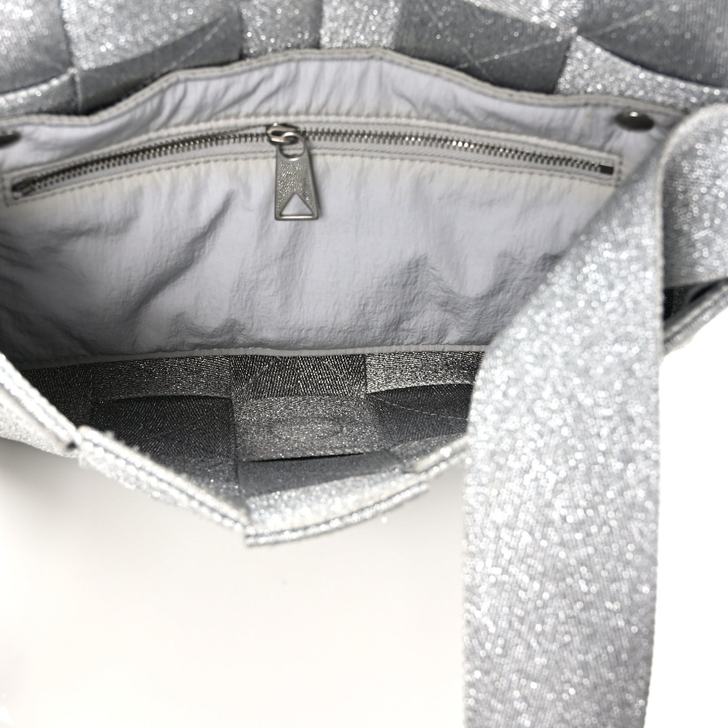 Webbing Maxi Intrecciato Cassette Bag Silver
