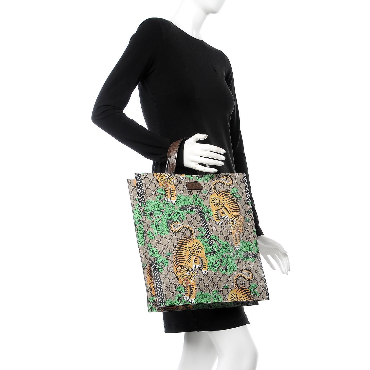 Gucci GG Supreme Monogram Bengal Vertical Tote Beige Yard 3 of 10