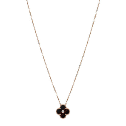 Van Cleef & Arpels 18K Rose Gold Diamond Bulls Eye Vintage Alhambra Pendant Necklace 1 of 4