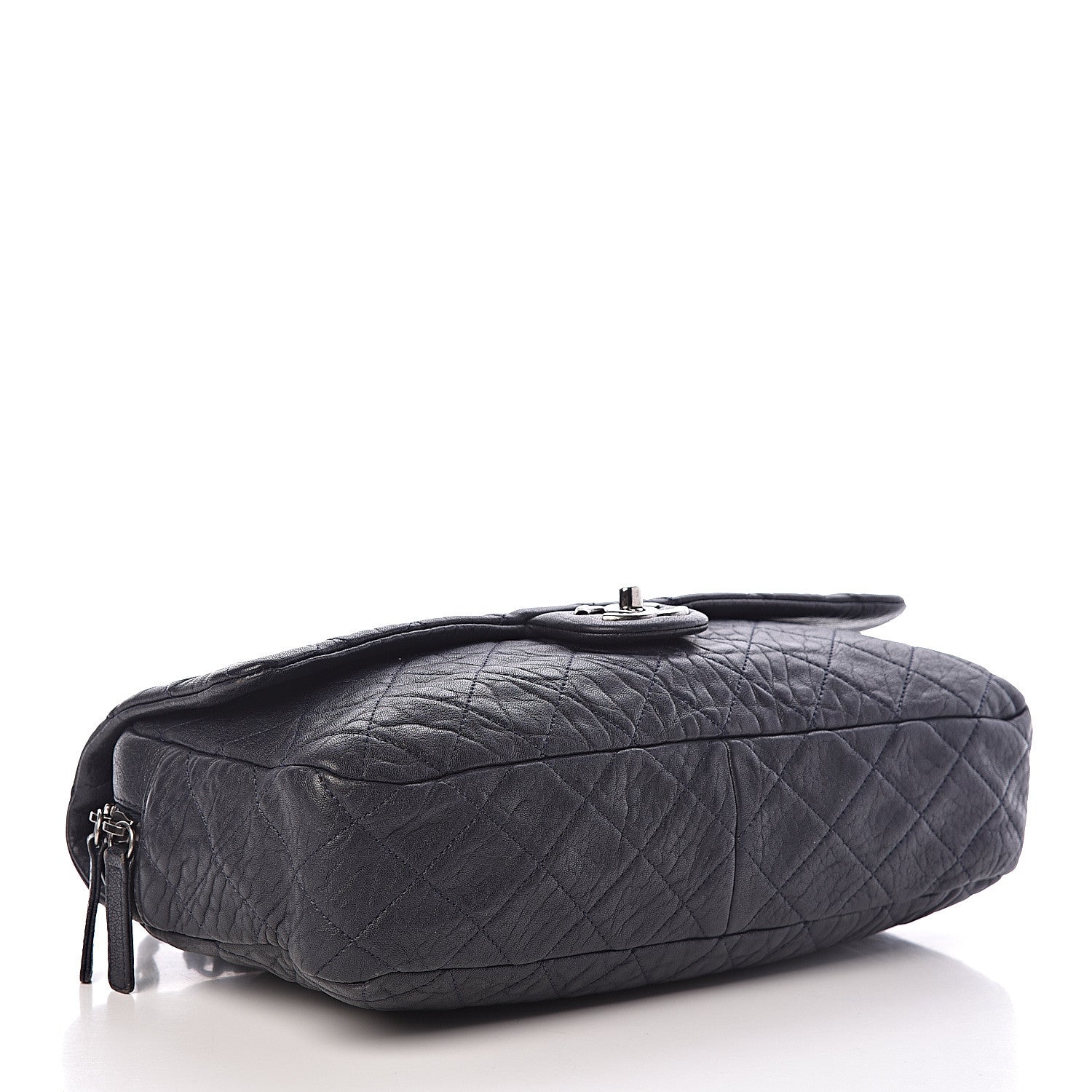 Chanel Sheepskin Quilted Jumbo Easy Flap Navy Blue 4 of 18