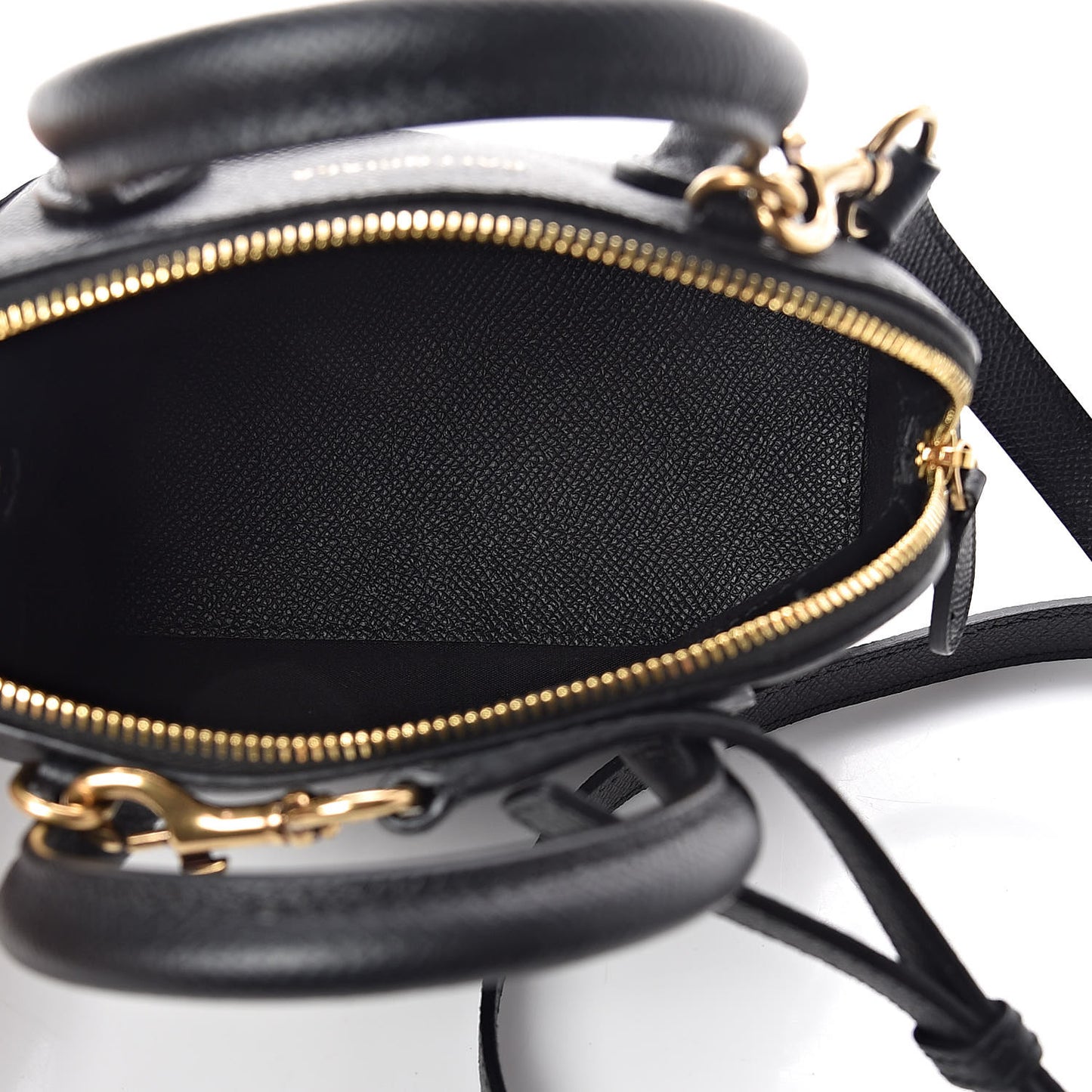 Signature Grained Calfskin XXS Ville Top Handle Bag Black White