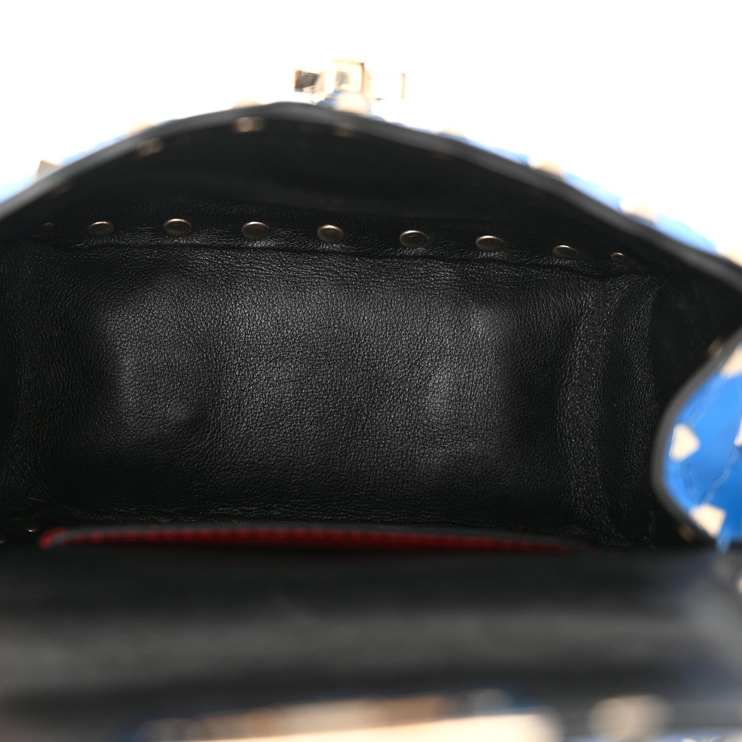 Valentino Garavani Calfskin Micro Rockstud Spike Shoulder Bag Blue Fluo 4 of 9