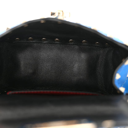 Valentino Garavani Calfskin Micro Rockstud Spike Shoulder Bag Blue Fluo 4 of 9