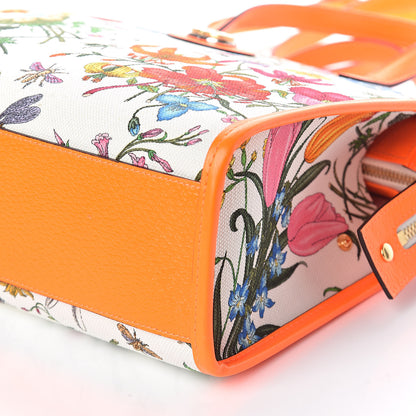 Gucci Canvas Medium Flora Tote White Multicolor Orange Fluo 9 of 9