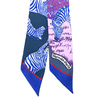 Hermes Silk Les Zebres Twilly Ardoise Bleu Roy Parme 2 of 3