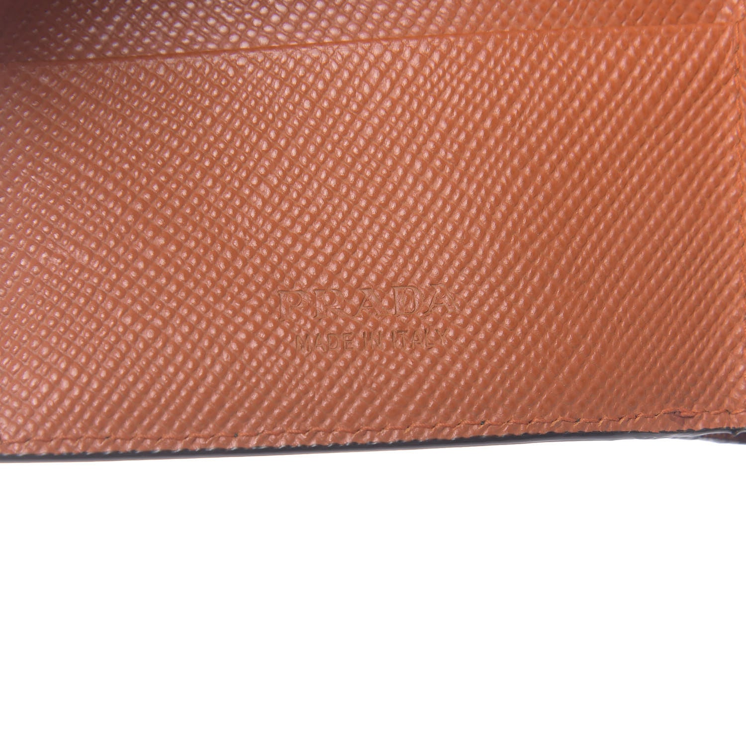 Prada Saffiano Metal Bi-Color Bi-Fold Wallet Black Papaya 6 of 7