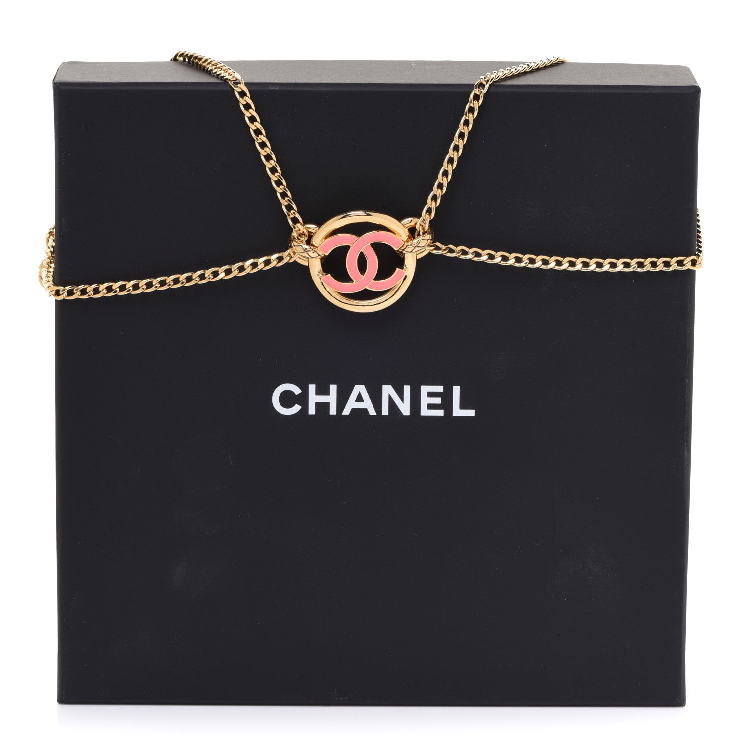 Chanel Metal Resin Chain CC Choker Gold Pink 6 of 6