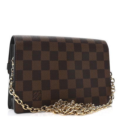 Louis Vuitton Damier Ebene Vavin Chain Wallet Black 3 of 10