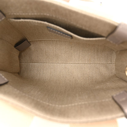 Chloe Linen Calfskin Small Woody Ribbon Tote With Strap White Grey 5 of 10