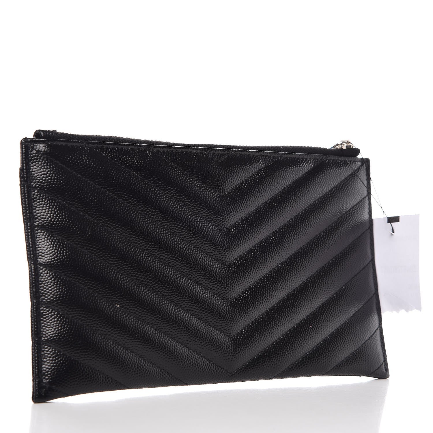 Saint Laurent Grain De Poudre Chevron Monogram Bill Pouch Black 3 of 8