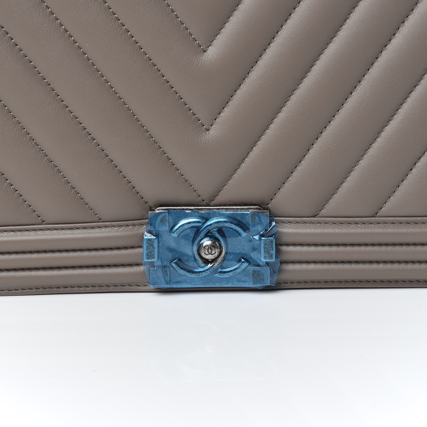Chanel Calfskin Chevron Quilted Large Boy Flap Grey 10 of 10