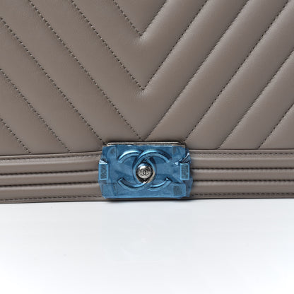 Chanel Calfskin Chevron Quilted Large Boy Flap Grey 10 of 10