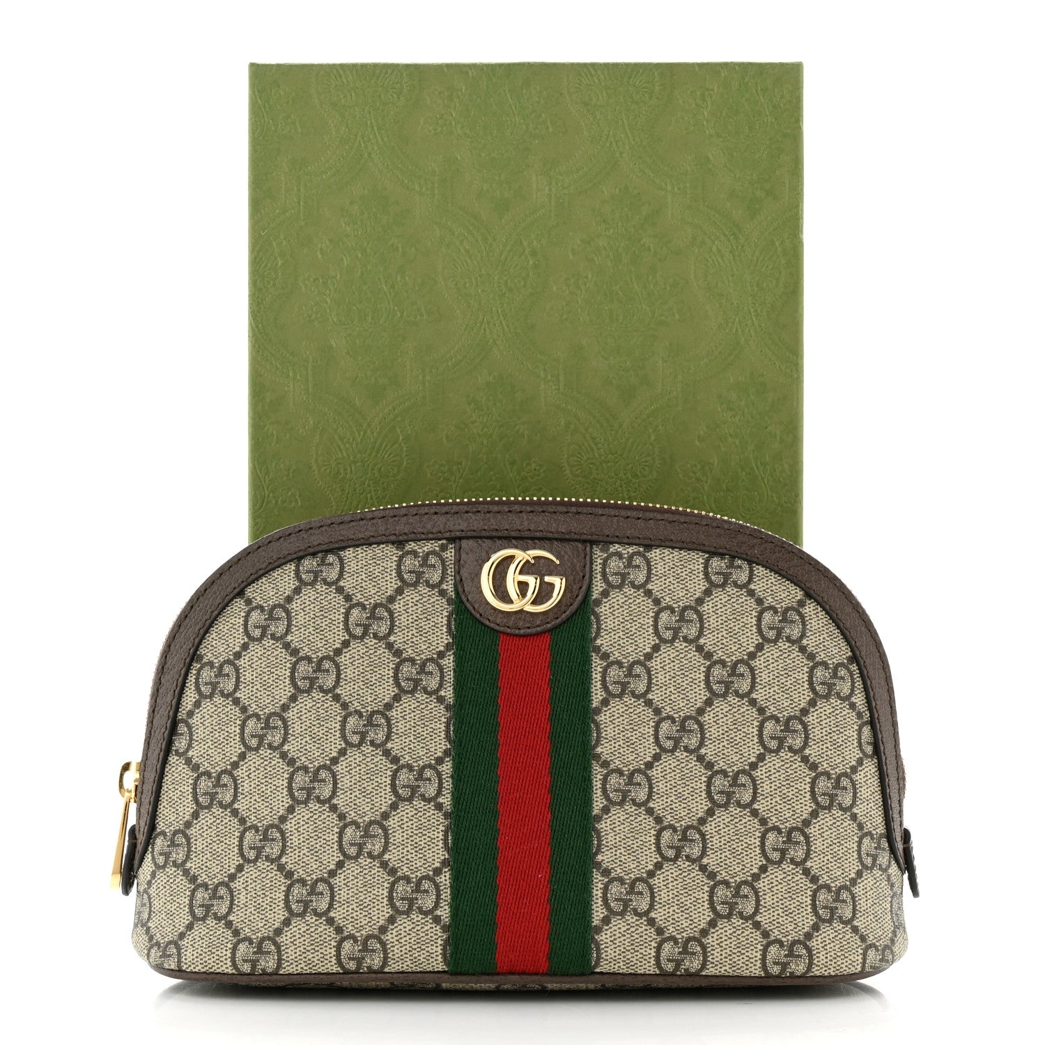 Gucci GG Supreme Monogram Textured Calfskin Web Large Ophidia Cosmetic Case Beige Ebony New Acero 11 of 11