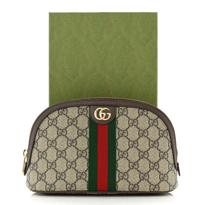 Gucci GG Supreme Monogram Textured Calfskin Web Large Ophidia Cosmetic Case Beige Ebony New Acero 11 of 11