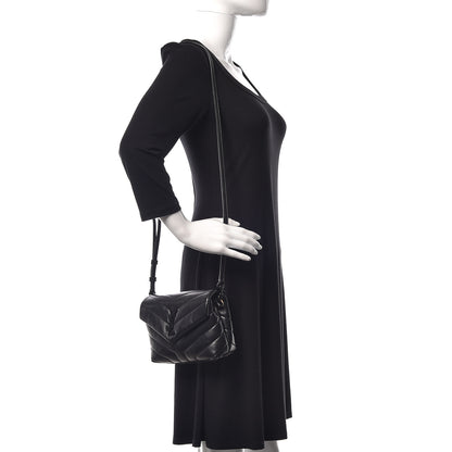 Saint Laurent Calfskin Y Quilted Monogram Toy Loulou Crossbody Bag Black 2 of 11