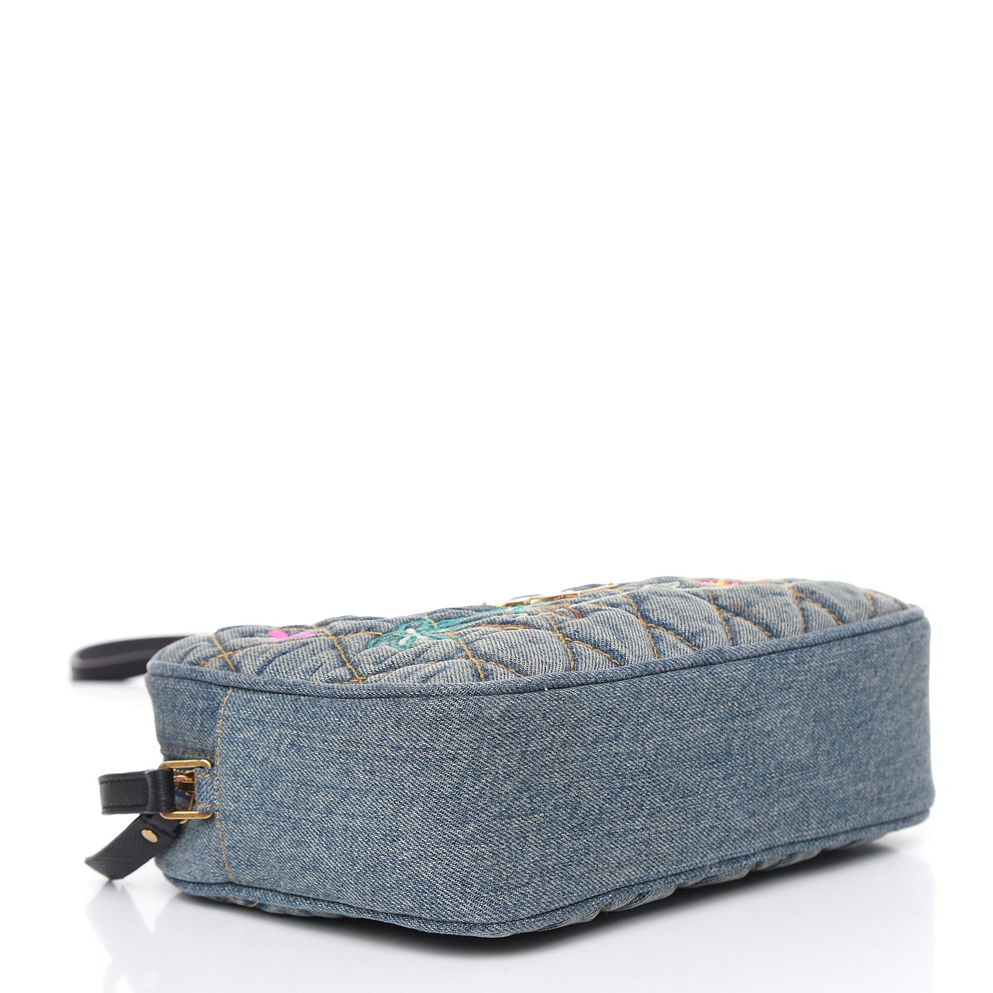 Denim Matelasse Quilted Summer Embroidered Classic Monogram Camera Bag Blue