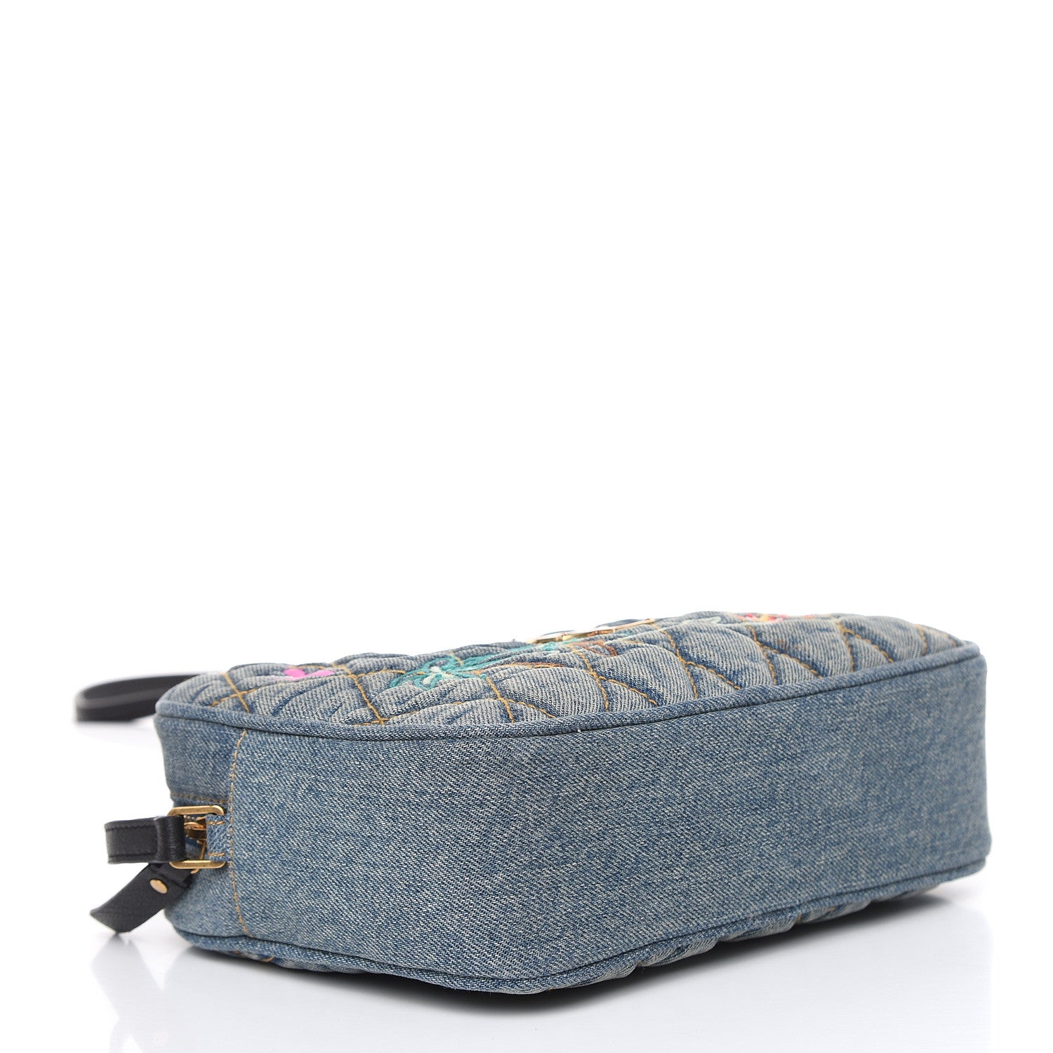 Saint Laurent Denim Matelasse Quilted Summer Embroidered Classic Monogram Camera Bag Blue 4 of 8