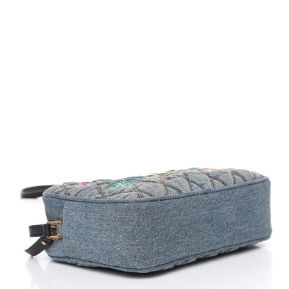Saint Laurent Denim Matelasse Quilted Summer Embroidered Classic Monogram Camera Bag Blue 4 of 8