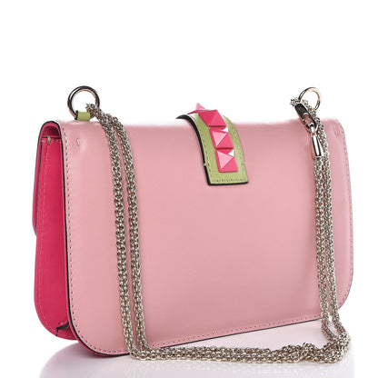Valentino Garavani Vitello Tri-Color Medium Glam Lock Rockstud Flap Pop Gardenia Pop Apple Pop Fuxia 3 of 7